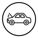 Broken car with open hood icon