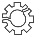 Broken gear Black Outline icon