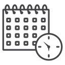 Calendar Grid Clock Black Outline icon