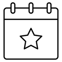 Calendar Star Event Black Outline icon