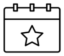 Calendar With Star Black Outline icon