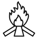 Campfire Black Outline icon