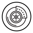 Car brake disk with caliper icon