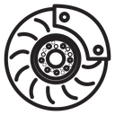 Car brake disk with caliper icon