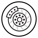 Car brake disk with caliper icon