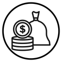 Cash bonus Black Outline icon