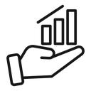 Chart Bar Finance and Hand icon