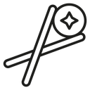 Chopsticks Holding Sushi Roll Outline icon
