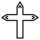 Christian Cross Black Outline icon