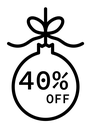 Christmas ball with 40 off discount Black Outline icon