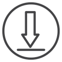 Circle Download Arrow Black Outline icon