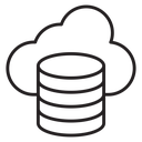 Cloud database Black Outline icon