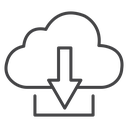 Cloud Download Tray Black Outline icon