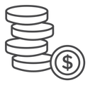 Coins stack Black Outline icon