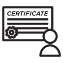 Course completion certificate icon