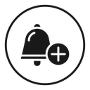 Cowbell circle plus icon