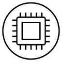 CPU Chip Circle Badge icon