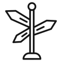 Crossroads sign Black Outline icon