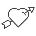 Cupid Arrow Heart Black Outline icon