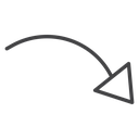 Curving Down Arrow Black Outline icon