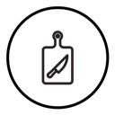 Cutting board with knife icon