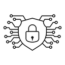 Cyber Security Shield Circuit icon