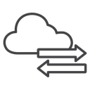 Data Transfer Cloud Black Outline icon