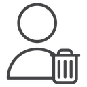 Delete User Trash Can Black Outline icon