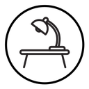 Desk with lamp icon