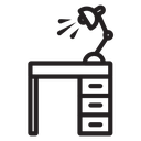 Desk with lamp icon