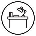 Desk with lamp icon