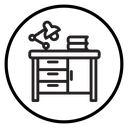 Desk with lamp icon