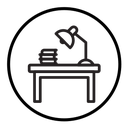 Desk with lamp icon