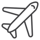 Diagonal Airplane Top View Black Outline icon