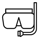Diving or snorkel Black Outline icon
