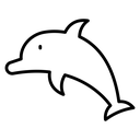 Dolphin Black Outline icon