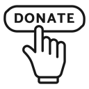 Donate button with hand icon