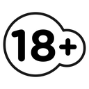Eighteen plus Black Outline icon