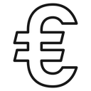 Euro sign Black Outline icon