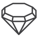 Faceted Diamond Gem Black Outline icon