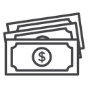 Fanned Cash Bills Black Outline icon