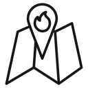 Fire location Black Outline icon