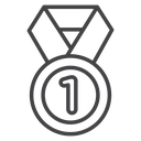 First Place Medal Black Outline icon