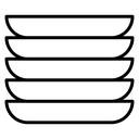 Five Stacked Plates Black Outline icon