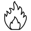 Flame fire Black Outline icon