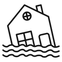 Flooded house icon