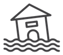 Flooded house icon