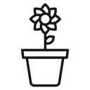 Flower in pot Black Outline icon