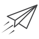 Flying Paper Plane Black Outline icon