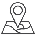 Folded Map Pin Black Outline icon